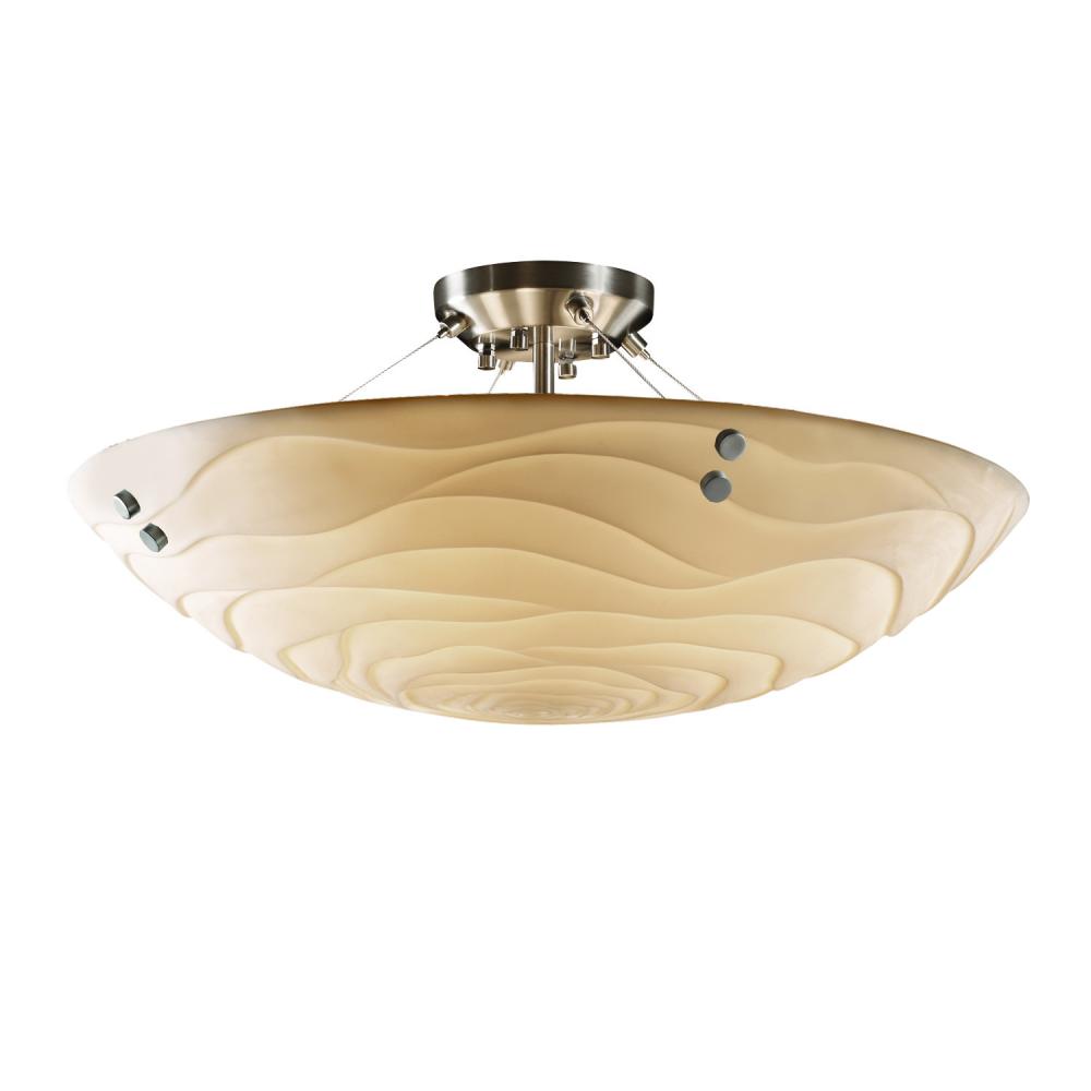 48" Semi-Flush Bowl w/ PAIR CYLINDRICAL FINIALS