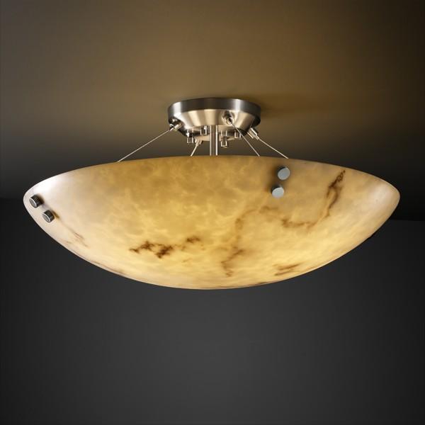 36" Semi-Flush Bowl w/ Pair Cylindrical Finials