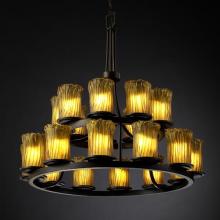 Justice Design Group GLA-8767-16-AMBR-MBLK - Dakota 21-Light 2-Tier Ring Chandelier