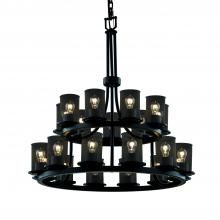 Justice Design Group MSH-8767-10-MBLK - Dakota 21-Light 2-Tier Ring Chandelier