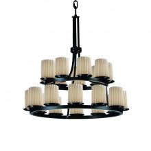 Justice Design Group POR-8767-10-PLET-MBLK - Dakota 21-Light 2-Tier Ring Chandelier