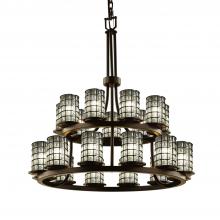  WGL-8767-10-GRCB-DBRZ - Dakota 21-Light 2-Tier Ring Chandelier