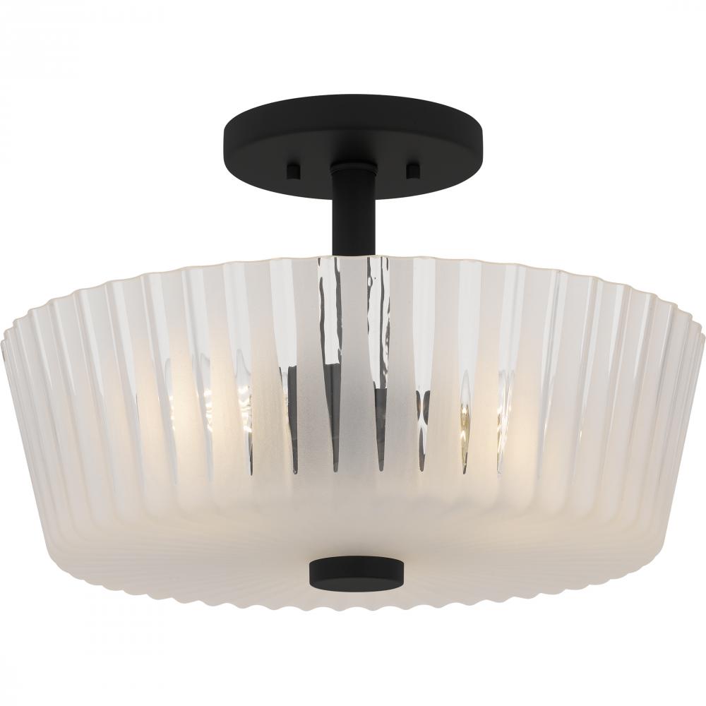 Gray 3-Light Matte Black Semi-Flush Mount