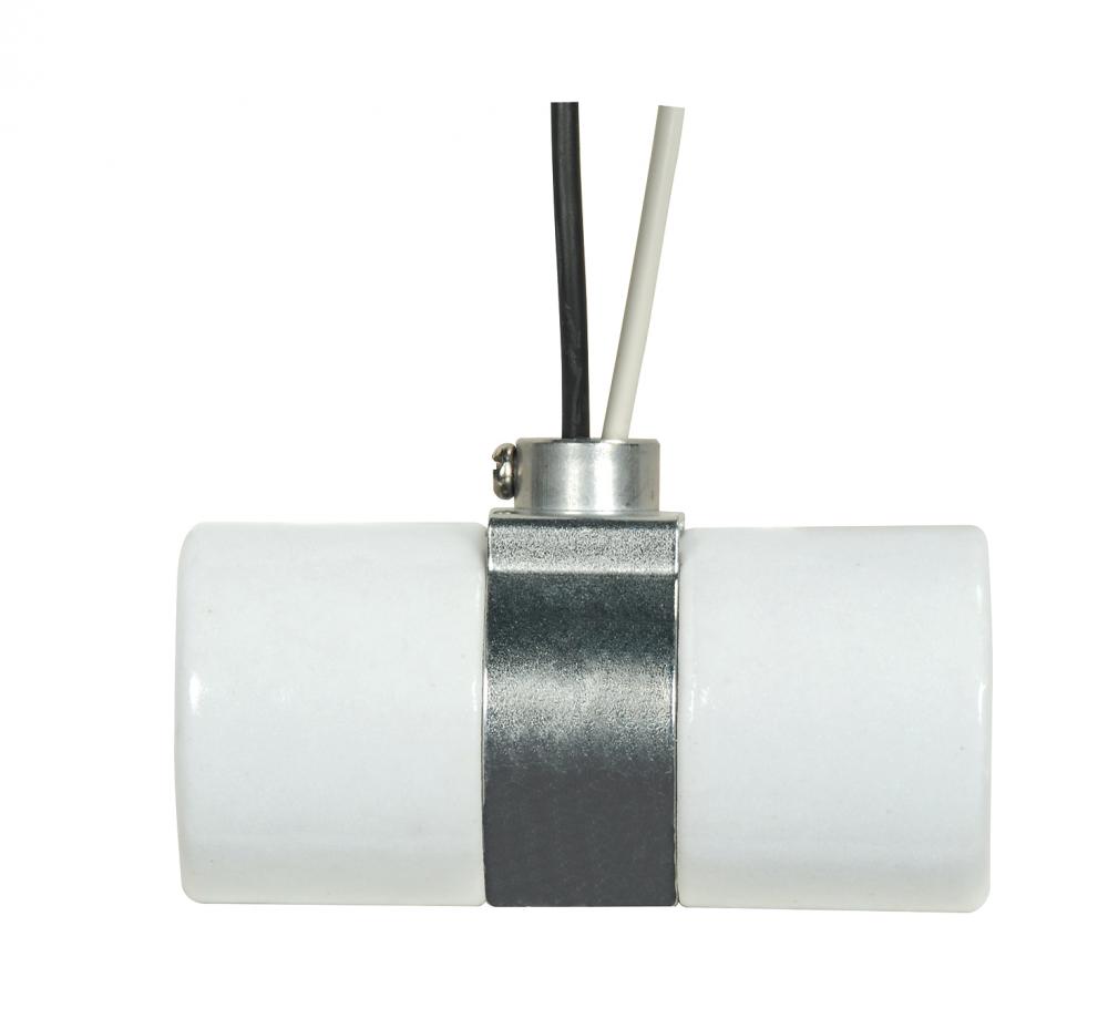 Twin Porcelain Socket With Top Bracket; Pre-Wired; 1/8 IPS; 9" AWM B/W 150C; CSSNP Screw Shell;