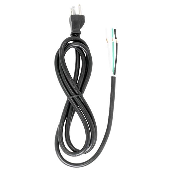 6 Foot 18/3 SJT 105C Heavy Duty Cord Set; Black Finish; 100 Carton; 3 Prong Molded Plug; Stripped