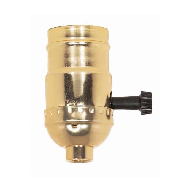 3 Terminal (2 Circuit) Turn Knob Socket With Removable Knobs; 1/8 IPS; Aluminum; Brite Gilt Finish;