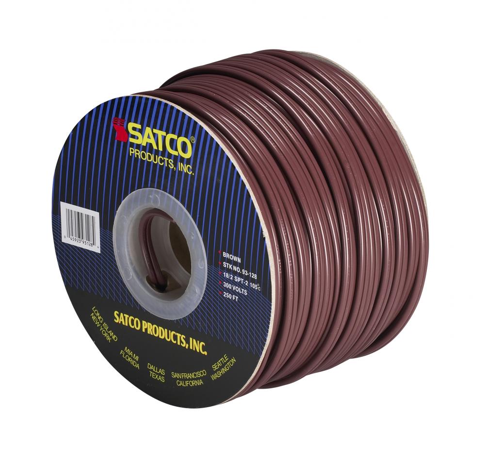 Lamp And Lighting Bulk Wire; 18/2 SPT-2 105C; 250 Foot/Spool; Brown