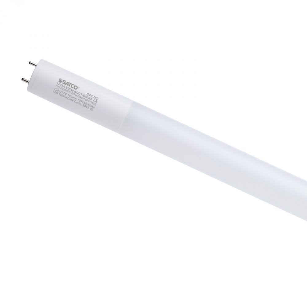 12 Watt T8 LED; 48-Inch; 30K/35K/40K/50K/65K CCT Selectable; G13 Base; Ballast Type A/B; Frost