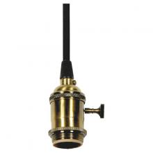  80/2297 - Medium base lampholder; 4pc. Solid brass; prewired; On/Off; Uno ring; 10ft. 18/2 SVT Black Cord;