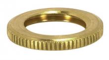  90/014 - Brass Round Knurled Locknut; 1/4 IP; 3/4" Diameter; 1/8" Thick; Burnished And Lacquered