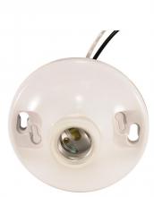  90/1503 - White Phenolic On-Off Pull Chain Ceiling Receptacle; 6" AWM B/W Leads 105C; 4-1/2" Diameter;