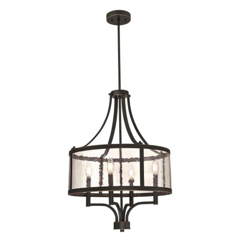 4 Light Chandelier Oil Rubbed Bronze Finish with Highlights Clear Seeded Glass