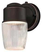  6106900 - Dimmable LED Wall Fixture with Dusk to Dawn Sensor Oil Rubbed Bronze Finish Clear Ribbed Glass