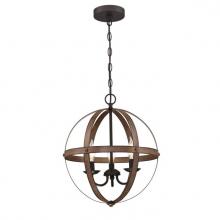 6110500 - 3 Light Chandelier Barnwood Finish with Oil Rubbed Bronze Accents