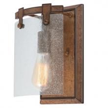  6110900 - 1 Light Wall Fixture Barnwood Finish Clear Seeded Glass