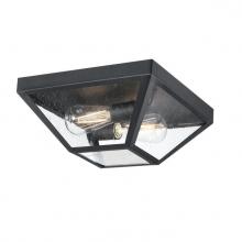  6114300 - 12 in. 2 Light Flush Textured Black Finish Clear Seeded Glass