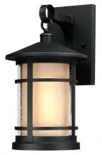  6312400 - Wall Fixture Textured Black Finish Amber Frosted and Clear Seeded Glass
