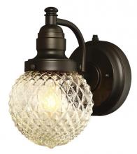  6313700 - Wall Fixture with Dusk to Dawn Sensor Oil Rubbed Bronze Finish Clear Diamond Cut Glass