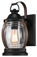  6335100 - Wall Fixture Textured Black and Barnwood Finish Clear Glass