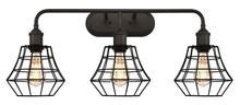  6336600 - 3 Light Wall Fixture Oil Rubbed Bronze Finish Matte Black Angled Bell Cage Shades