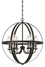  6339000 - 6 Light Chandelier Oil Rubbed Bronze Finish with Highlights Clear Glass Candle Covers