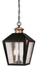  6339100 - 3 Light Pendant Matte Black Finish with Washed Copper Accents Clear Seeded Glass