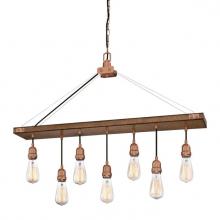  6351400 - 7 Light Chandelier Barnwood Finish with Washed Copper Accents