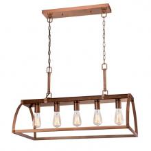  6351600 - 5 Light Chandelier Barnwood Finish with Washed Copper Accents