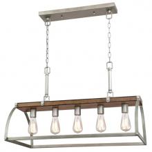  6351700 - 5 Light Chandelier Barnwood Finish with Galvanized Steel Accents