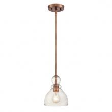  6356400 - Mini Pendant Washed Copper Finish Clear Seeded Glass