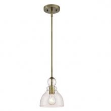  6356500 - Mini Pendant Antique Brass Finish Clear Seeded Glass