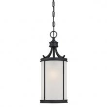 6359100 - Pendant Textured Black Finish with Frosted Seeded Glass