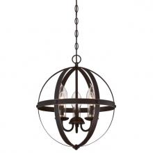  6360600 - 3 Light Chandelier Oil Rubbed Bronze Finish with Highlights Clear Glass Candle Covers