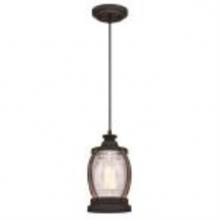 6361700 - Mini Pendant Oil Rubbed Bronze Finish with Barnwood Accents Clear Seeded Glass