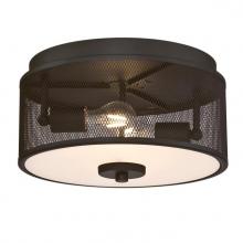  6371100 - 13 in. 2 Light Flush Oil Rubbed Bronze Finish Mesh Shade and Frosted Glass
