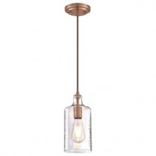  6371500 - Mini Pendant Washed Copper Finish Clear Textured Glass
