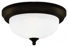  6429100 - 13 in. 2 Light Flush Oil Rubbed Bronze Finish Frosted White Alabaster Glass