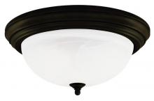  6429200 - 15 in. 3 Light Flush Oil Rubbed Bronze Finish Frosted White Alabaster Glass