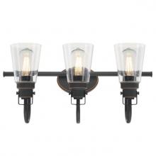  6574700 - 3 Light Wall Fixture Oil Rubbed Bronze Finish with Highlights Clear Seeded Glass