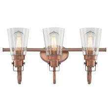  6574800 - 3 Light Wall Fixture Washed Copper Finish Clear Seeded Glass