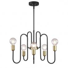  6576000 - 6 Light Chandelier Matte Black Finish with Antique Brass Accents