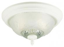  6616200 - 13 in. 2 Light Flush Textured White Finish Embossed Floral and Leaf Design Glass