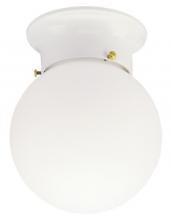  6660700 - 6 in. 1 Light Flush White Finish White Glass Globe