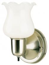  6665400 - 1 Light Wall Fixture with On/Off Switch Brushed Nickel Finish White Opal Glass