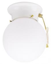  6668000 - 6 in. 1 Light Flush Pull Chain White Finish White Glass Globe