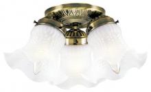  6668600 - 11 in. 3 Light Flush Antique Brass Finish Frosted Ruffled Edge Glass