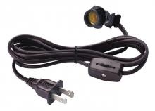  7000300 - 6' Cord Set with Snap-In Pigtail Candelabra Base Socket and Cord Switch Brown