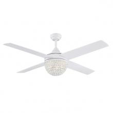  7226200 - 52 in. White Finish Reversible Blades (White/Silver) Crystal Jewel Shade