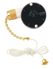  7702100 - 3-Speed Fan Switch with Polished Brass Finish Pull Chain Single Capacitor 4-Wire Unit