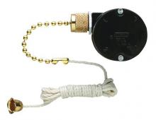  7707500 - 3-Speed Fan Switch with Polished Brass Finish Pull Chain Triple Capacitor 8-Wire Unit